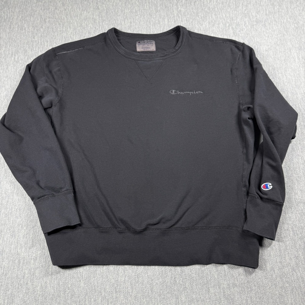 Champion Sweatshirt Mens XL Black Crewneck Pullover‎ Authentic Athleticwear Logo